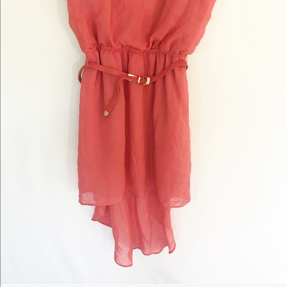 PAPERDOLL  HI LOW CORAL LACE DRESS - Picture 5 of 6